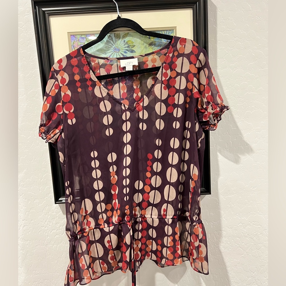 Chiffon peplum short sleeve Loft blouse